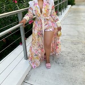 Floral Maxi Dress with Gold Accents